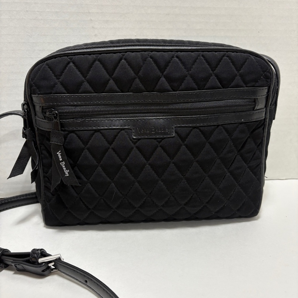 Vera Bradley Leathered Trimmed Black Quilted Crossbody